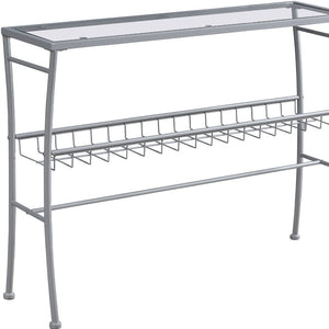 Homeroots 42" Clear And Silver Glass Console Table With Storage   332732