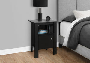 HomeRoots 24" Sleek Black Wood Nightstand with Open Shelving – Modern Design for Bedroom & Living Room Storage 332733