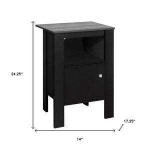 HomeRoots 24" Sleek Black Wood Nightstand with Open Shelving – Modern Design for Bedroom & Living Room Storage 332733