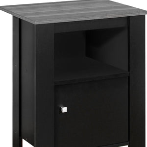 HomeRoots 24" Sleek Black Wood Nightstand with Open Shelving – Modern Design for Bedroom & Living Room Storage 332733