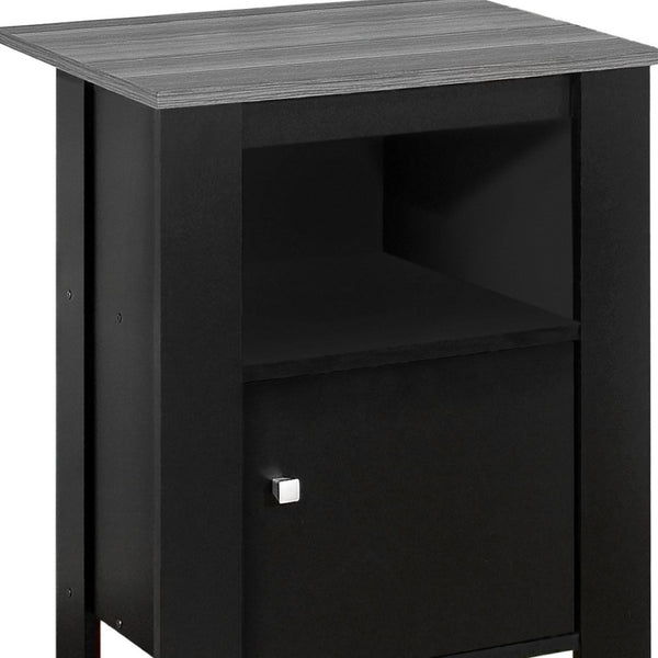 HomeRoots 24" Sleek Black Wood Nightstand with Open Shelving – Modern Design for Bedroom & Living Room Storage 332733