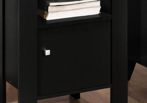 HomeRoots 24" Sleek Black Wood Nightstand with Open Shelving – Modern Design for Bedroom & Living Room Storage 332733