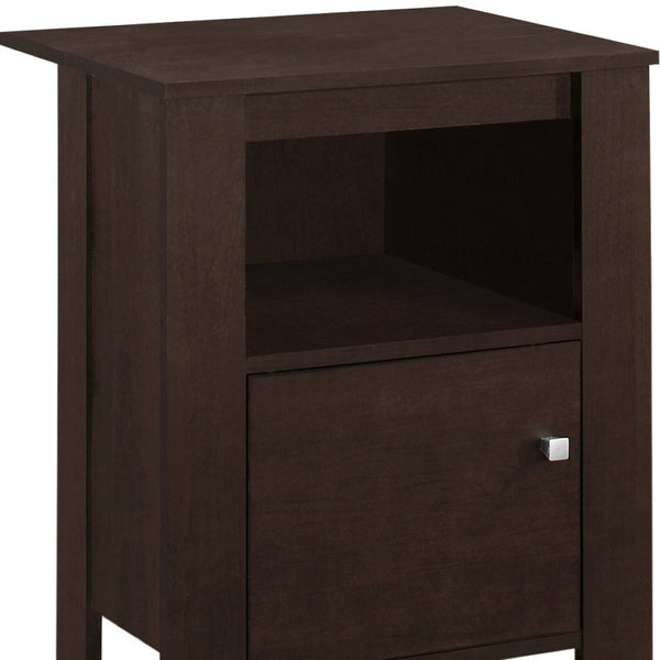 HomeRoots 24" Espresso Wood Nightstand - Stylish Compact Design with Open Shelf for Storage & Bedroom Convenience 332734