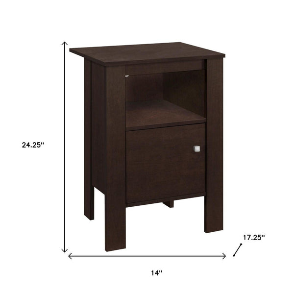 HomeRoots 24" Espresso Wood Nightstand - Stylish Compact Design with Open Shelf for Storage & Bedroom Convenience 332734
