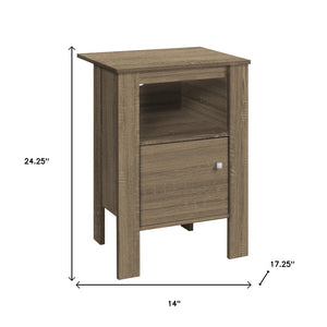HomeRoots 24" Deep Taupe End Table with Shelf - Stylish, Compact Accent for Living Room, Bedroom & Hallway 332735