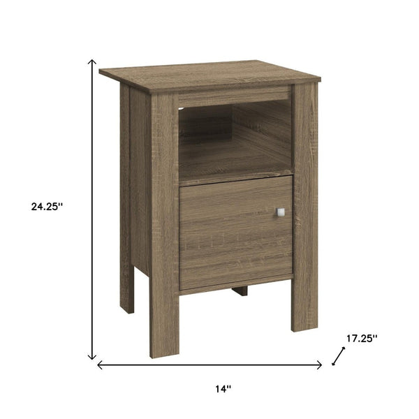 HomeRoots 24" Deep Taupe End Table with Shelf - Stylish, Compact Accent for Living Room, Bedroom & Hallway 332735