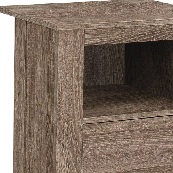 HomeRoots 24" Deep Taupe End Table with Shelf - Stylish, Compact Accent for Living Room, Bedroom & Hallway 332735