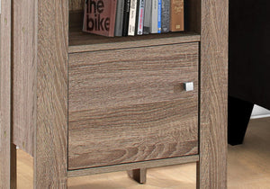 HomeRoots 24" Deep Taupe End Table with Shelf - Stylish, Compact Accent for Living Room, Bedroom & Hallway 332735