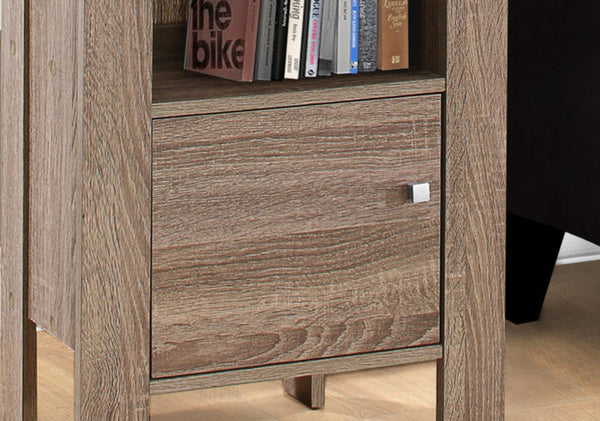 HomeRoots 24" Deep Taupe End Table with Shelf - Stylish, Compact Accent for Living Room, Bedroom & Hallway 332735