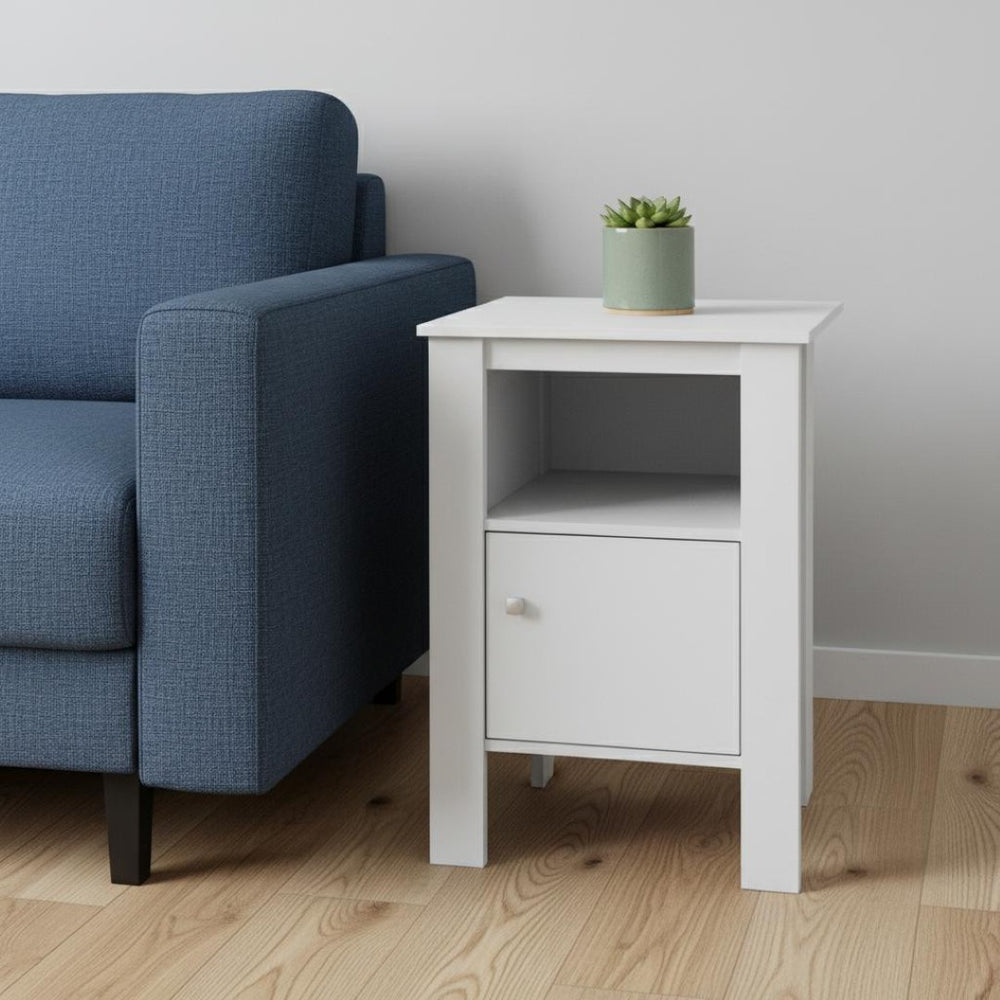 HomeRoots 24" White End Table with Open Shelf - Versatile Accent for Modern Living Spaces & Coastal Interiors 332736