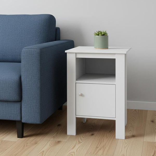 HomeRoots 24" White End Table with Open Shelf - Versatile Accent for Modern Living Spaces & Coastal Interiors 332736