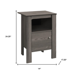 HomeRoots 24" Gray Wood End Table with Shelf - Modern Farmhouse Accent for Living Room, Bedroom, and More 332737