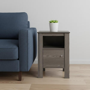 HomeRoots 24" Gray Wood End Table with Shelf - Modern Farmhouse Accent for Living Room, Bedroom, and More 332737