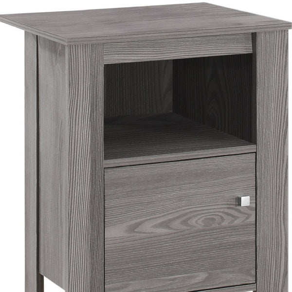 HomeRoots 24" Gray Wood End Table with Shelf - Modern Farmhouse Accent for Living Room, Bedroom, and More 332737