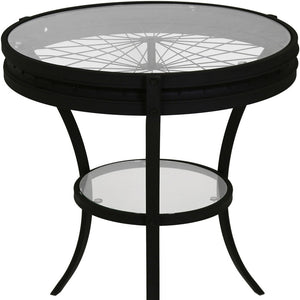 Homeroots 24" Black And Clear Glass And Metal Round End Table With Shelf   332738
