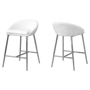 Homeroots Set Of Two 24 " White And Silver Metal Low Back Bar Chairs   332749