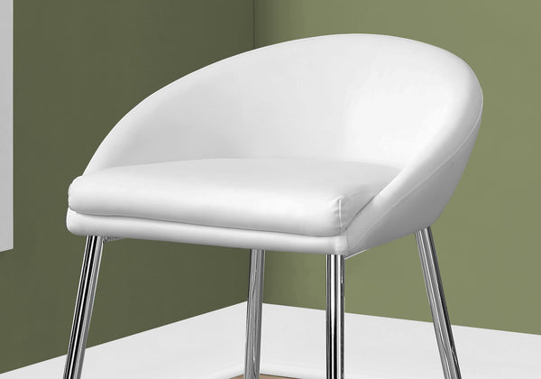 Homeroots Set Of Two 24 " White And Silver Metal Low Back Bar Chairs   332749