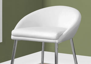 HomeRoots Set of Two 24" Stylish White and Silver Metal Low Back Bar Chairs for Modern Kitchen & Dining Spaces 332749