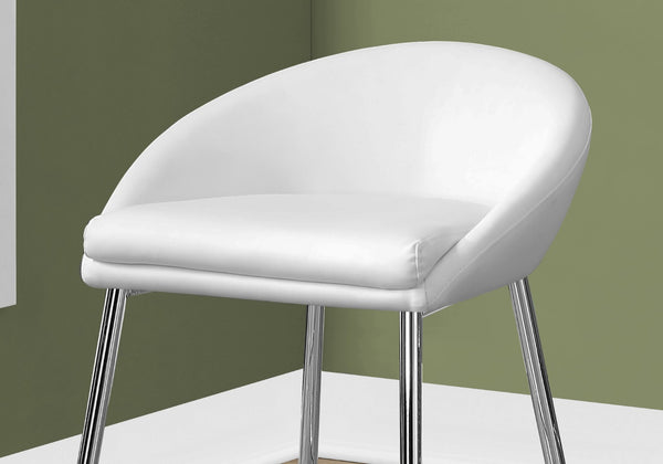 HomeRoots Set of Two 24" Stylish White and Silver Metal Low Back Bar Chairs for Modern Kitchen & Dining Spaces 332749