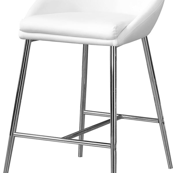 Homeroots Set Of Two 24 " White And Silver Metal Low Back Bar Chairs   332749