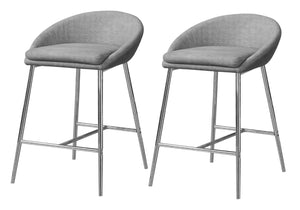 HomeRoots Set of Two Stylish Gray Upholstered Metal Bar Chairs with Armrests and Footrests for Comfort 332751
