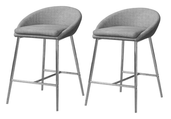 HomeRoots Set of Two Stylish Gray Upholstered Metal Bar Chairs with Armrests and Footrests for Comfort 332751