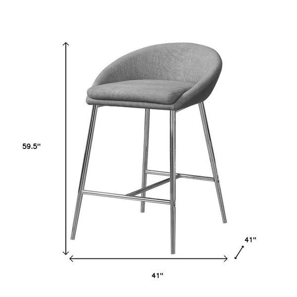 HomeRoots Set of Two Stylish Gray Upholstered Metal Bar Chairs with Armrests and Footrests for Comfort 332751