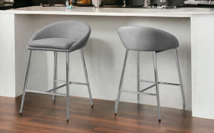 Homeroots Set Of Two 24 " Gray And Silver Metal Low Back Bar Chairs   332751