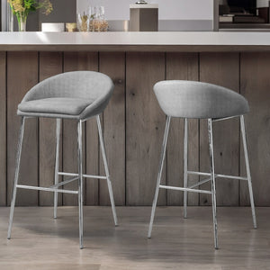 Homeroots Set Of Two 30 " Gray And Silver Metal Low Back Bar Chairs   332752