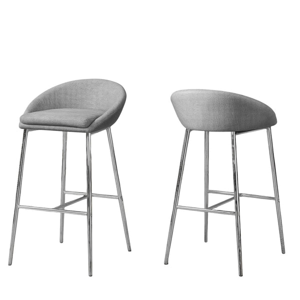 HomeRoots Set of Two Stylish Gray and Silver Metal Low Back Bar Chairs with Comfort Features for Modern Spaces 332752