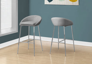 HomeRoots Set of Two Stylish Gray and Silver Metal Low Back Bar Chairs with Comfort Features for Modern Spaces 332752