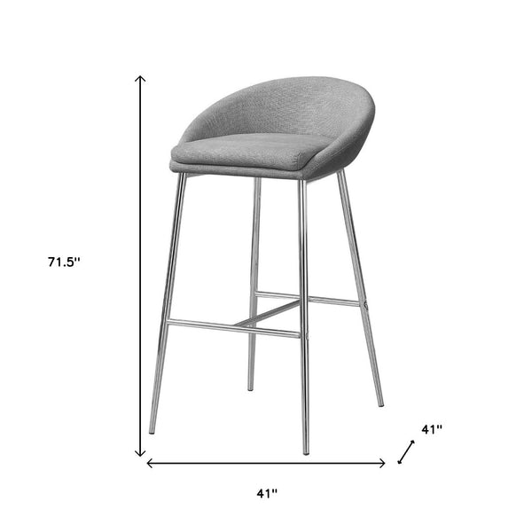 HomeRoots Set of Two Stylish Gray and Silver Metal Low Back Bar Chairs with Comfort Features for Modern Spaces 332752