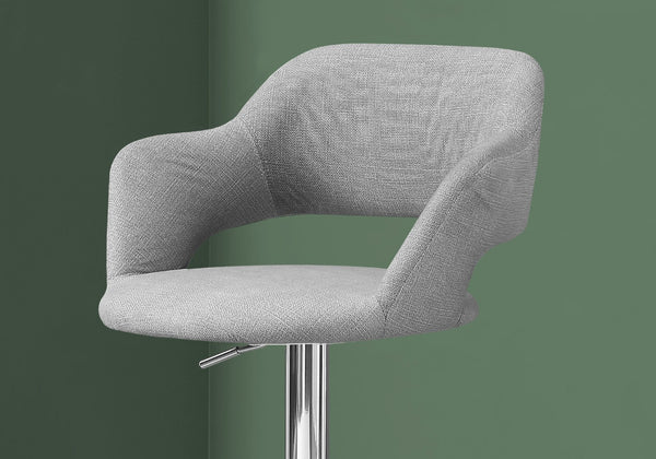 HomeRoots Light Gray and Silver Metal Low-Back Bar Chair - Stylish Comfort for Home Bars and Kitchens 332765