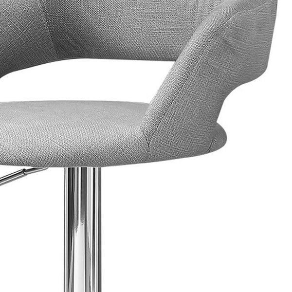 HomeRoots Light Gray and Silver Metal Low-Back Bar Chair - Stylish Comfort for Home Bars and Kitchens 332765