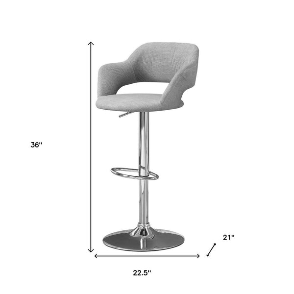 HomeRoots Light Gray and Silver Metal Low-Back Bar Chair - Stylish Comfort for Home Bars and Kitchens 332765