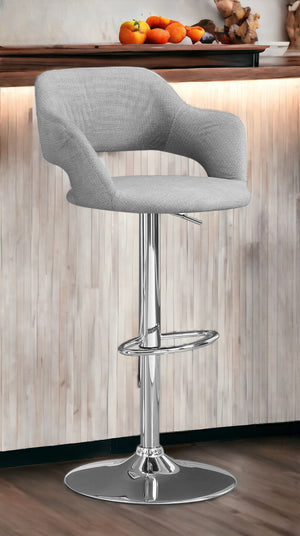 Homeroots 24 " Light Gray And Silver Metal Low Back Bar Height Bar Chair   332765