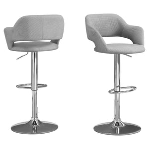 Homeroots 24 " Light Gray And Silver Metal Low Back Bar Height Bar Chair   332765