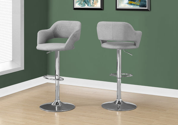 HomeRoots Light Gray and Silver Metal Low-Back Bar Chair - Stylish Comfort for Home Bars and Kitchens 332765