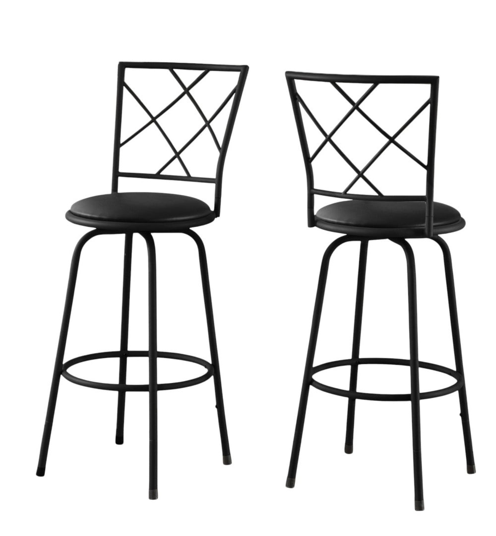 HomeRoots Set of Two Black Metal Bar Chairs - Contemporary Industrial Style with Upholstered Comfort & Stability 332773
