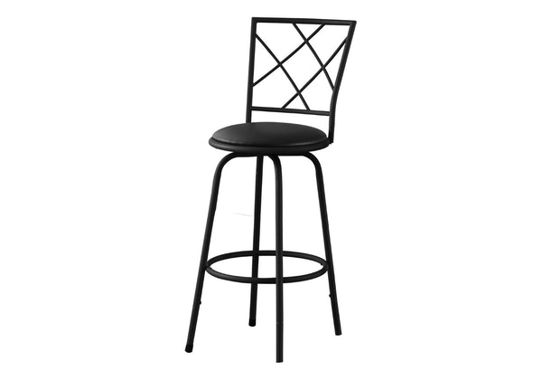 HomeRoots Set of Two Black Metal Bar Chairs - Contemporary Industrial Style with Upholstered Comfort & Stability 332773