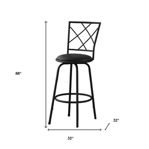 HomeRoots Set of Two Black Metal Bar Chairs - Contemporary Industrial Style with Upholstered Comfort & Stability 332773