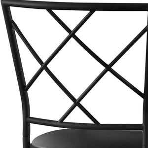 HomeRoots Set of Two Black Metal Bar Chairs - Contemporary Industrial Style with Upholstered Comfort & Stability 332773