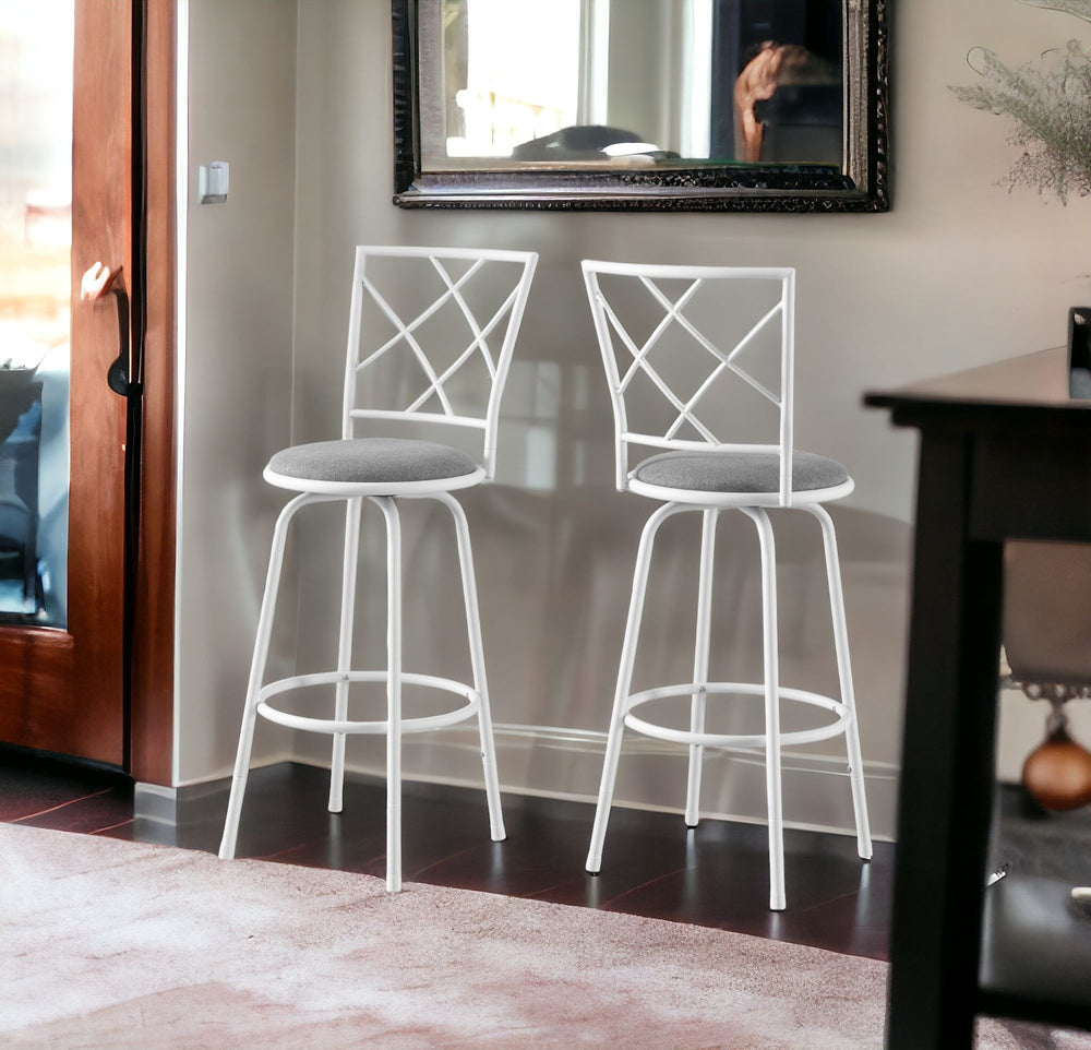 Homeroots Set Of Two 28 " Gray And White Metal Bar Chairs   332775