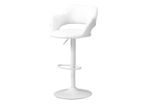 HomeRoots White Metal Low Back Bar Chair - Stylish Upholstered Stool for Kitchen, Home Bar, or Cafe Use 332778