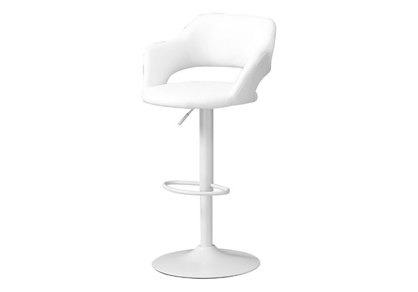 HomeRoots White Metal Low Back Bar Chair - Stylish Upholstered Stool for Kitchen, Home Bar, or Cafe Use 332778
