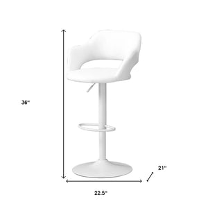 HomeRoots White Metal Low Back Bar Chair - Stylish Upholstered Stool for Kitchen, Home Bar, or Cafe Use 332778