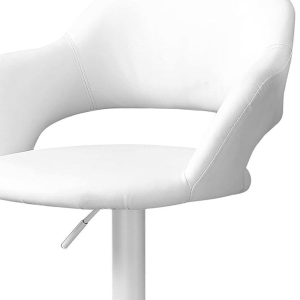 HomeRoots White Metal Low Back Bar Chair - Stylish Upholstered Stool for Kitchen, Home Bar, or Cafe Use 332778