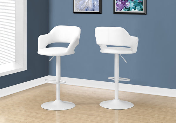 HomeRoots White Metal Low Back Bar Chair - Stylish Upholstered Stool for Kitchen, Home Bar, or Cafe Use 332778