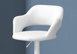 HomeRoots White Metal Low Back Bar Chair - Stylish Upholstered Stool for Kitchen, Home Bar, or Cafe Use 332778