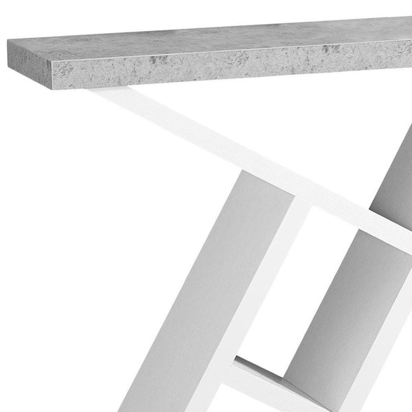 HomeRoots 36" Gray and White Abstract Console Table - Modern Design with Smart Storage and Stylish Shelves 332790